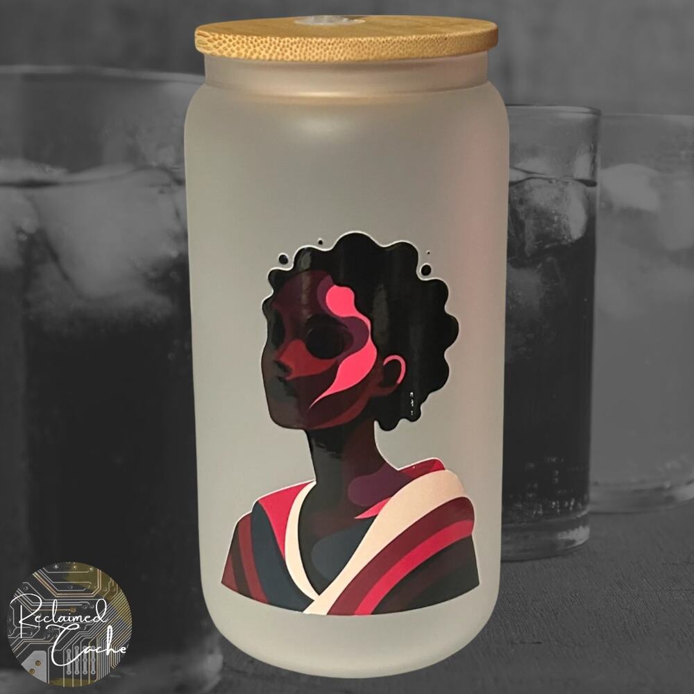 Vibrant Black Woman Frosted Glass #04
